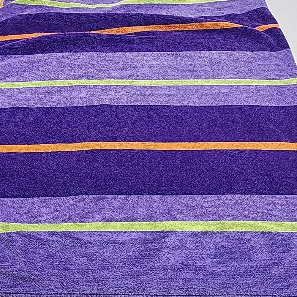 Cecil Saydah Beach Towel 100% Cotton Purple Stripes 60